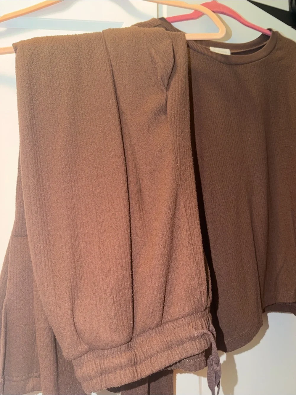 Adyson Parker Brown Ribbed Lounge Top & wide leg pant Set